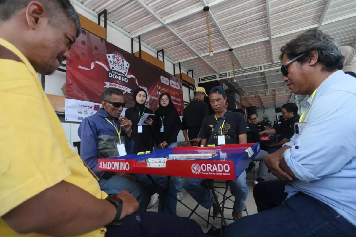 Turnamen Domino Jurnalis Kemerdekaan 2026 di Hanaka Social Space, Jalan Flores Nomor 18, Surabaya, Sabtu (22/8/2026). Foto/RLD