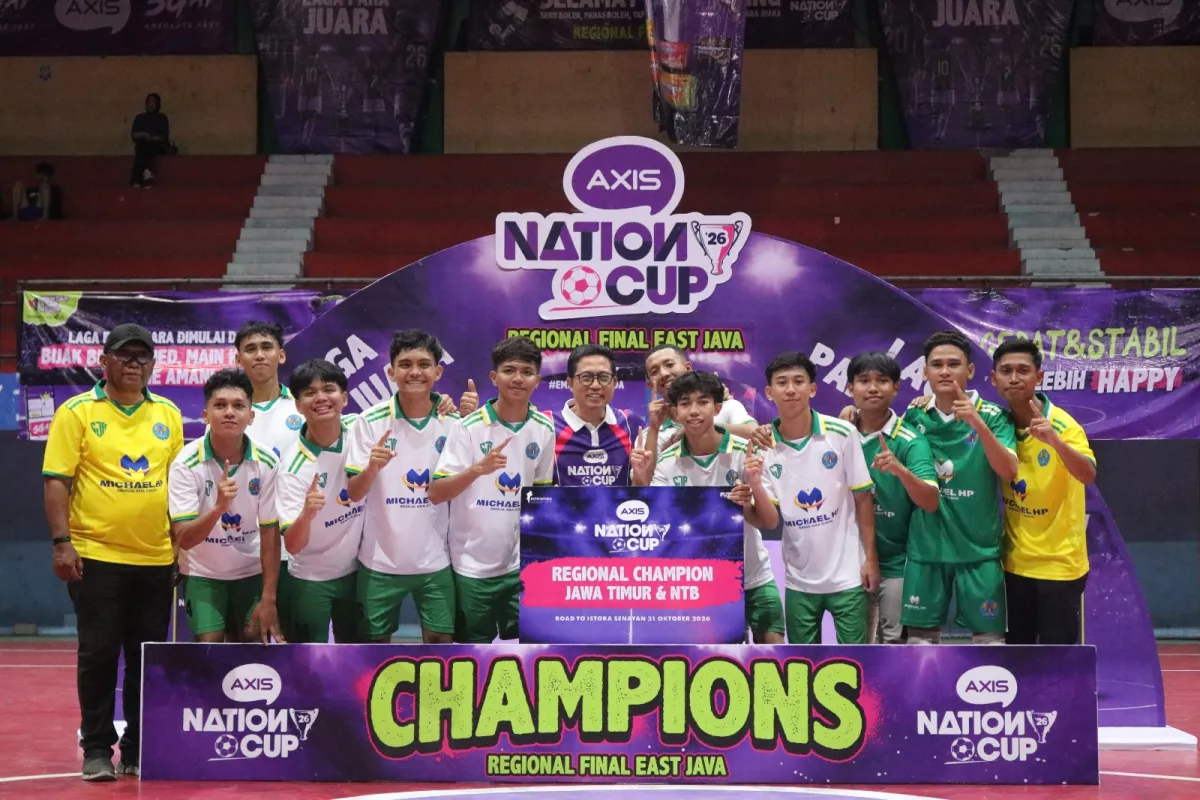 Grand Final AXIS Nation Cup 2026 setelah menuntaskan persaingan pada babak regional yang digelar di GOR UNESA, Lakarsantri, Surabaya, Sabtu (5/9/2026).