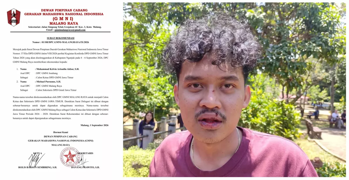 Surat Rekomendasi Nomor 01/SR/DPC.GMNI-MALANGRAYA/IX/2026 yang mencantumkan Mohammad Kelvin Arisudin Akbar, S.H.