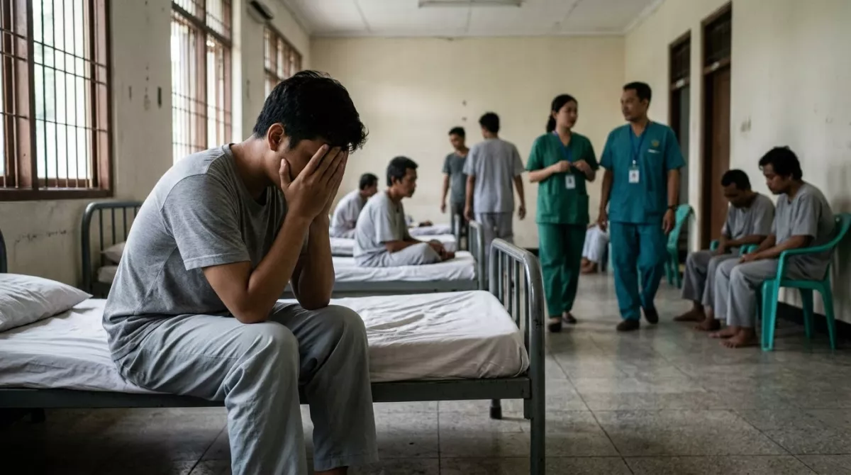 Reka adegan pasien korban judi online. Foto: AI
